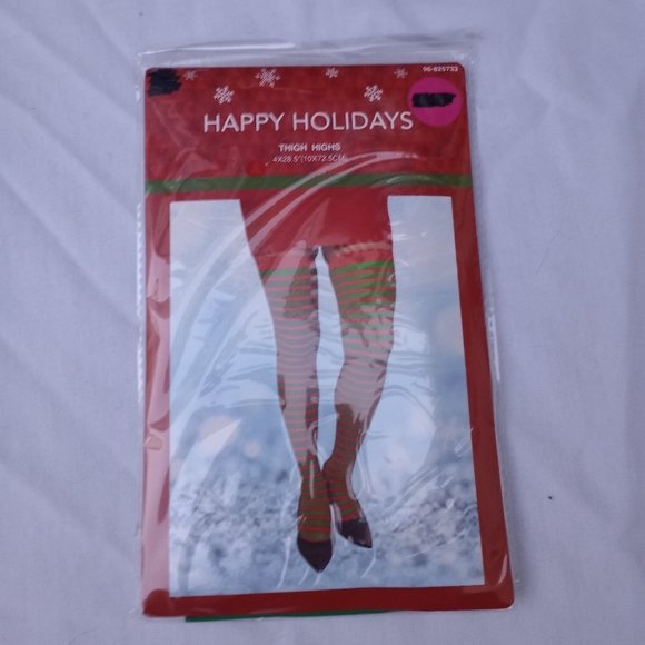 Red and Green Thigh Highs Party Themed Event Festival Cosplay Christmas Holiday - Picture 5 of 10